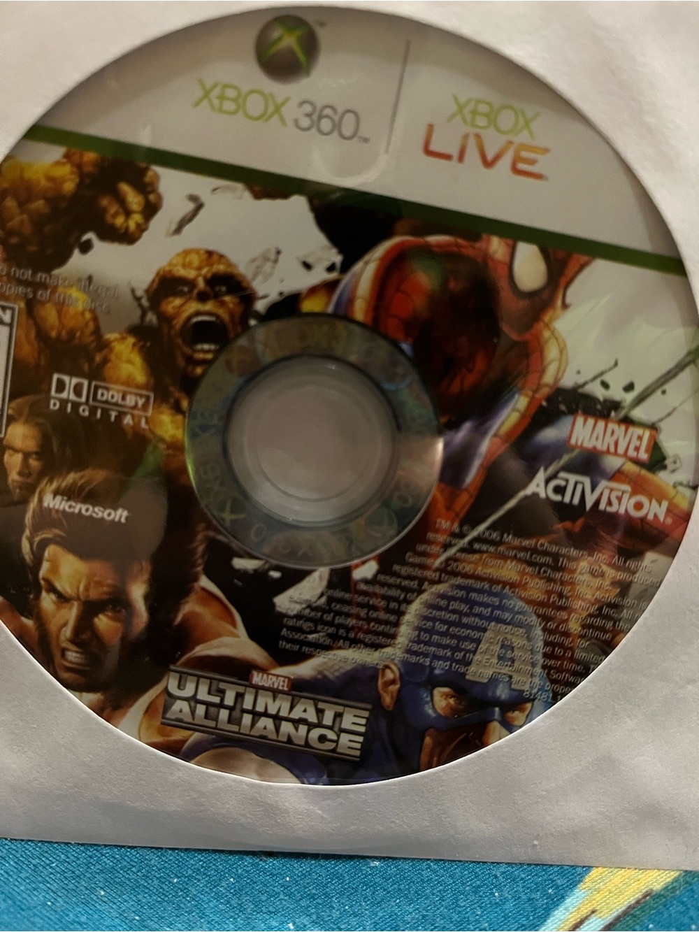 Microsoft Xbox 360 Game Disc with Red & Blue Artwork